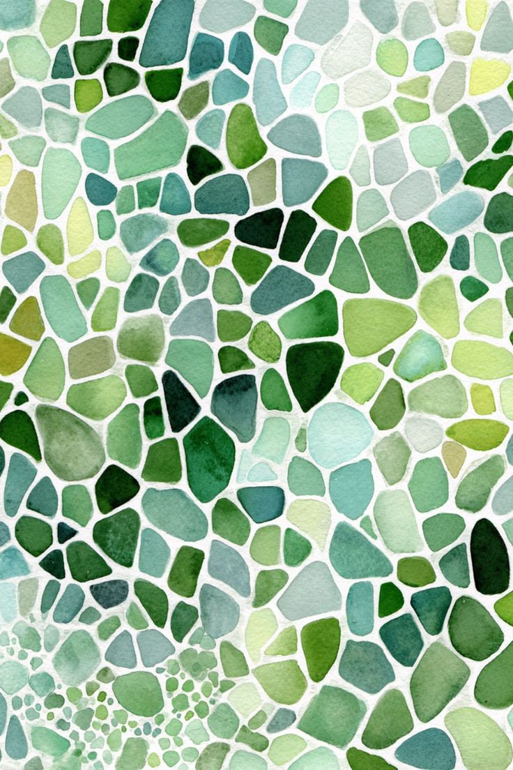 Mosaic of green and blue tones