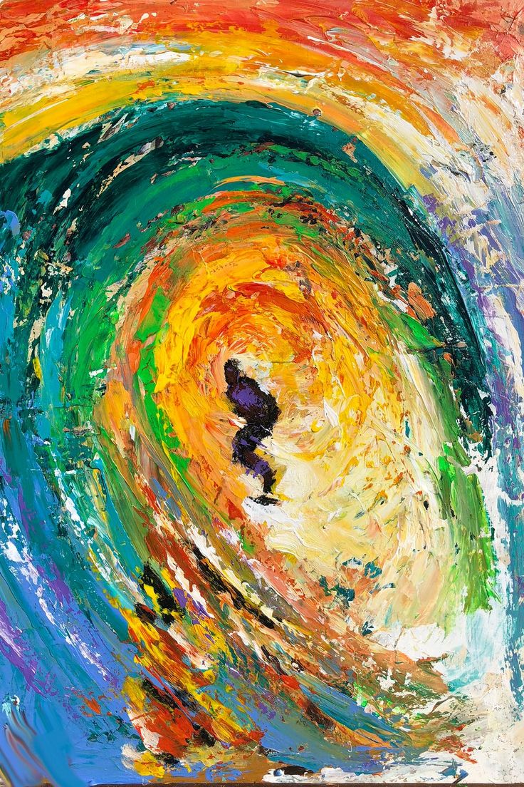 Artistic painting of a surfer